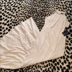 Lulus off white maxi dress with beaded neckline